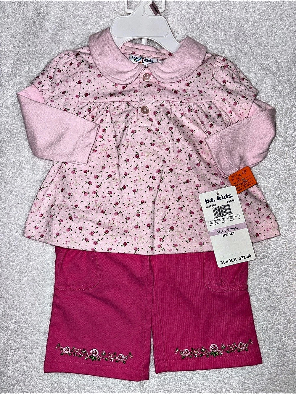b.t. kids. Floral 2PC Set Pink Baby 6/9 mos. Vintage NWT